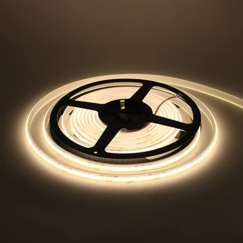 Wisada COB LED Streifen 11m, 24V Wasserdichte IP68 LED Lichtband, 320LEDs/m Superhell Flexibler Warmweiß COB LED Band, rot/weiss 2-adrig LED Lichterketten für Aquarium, Schwimmbad