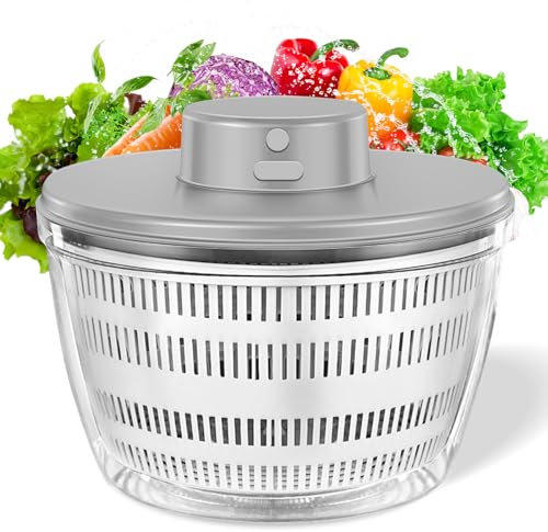 Essoreuse à légumes de grande capacité pour fruits et légumes, essoreuse électrique USB pour salade, laitue, nettoyeur et séchoir à salade compact automatique pour cuisine domestique (blanc)