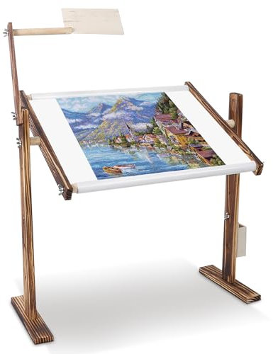 Ejoyous Stickständer, höhenverstellbarer Kreuzstichhalter, aus Holz, Stickrahmen, Tisch-/Schoßständer für Nadelspitze, Nähen, Handwerk
