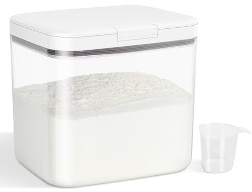 TBMAXS Versatile Storage Container Bin with Pop-up Lid & Scoop, Rice Flour Container Dog Cat Food Storage Container, Laundry Room Organization Household Essentials Kitchen Pantry Organizers