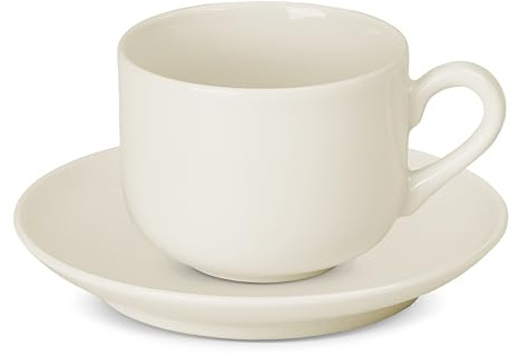 Gerlach Flow Juego de tazas con platillos, tazas de café de 12 piezas, 6 unidades, taza de café, taza de té de porcelana, servicio de café para 6 personas, color marfil, 250 ml