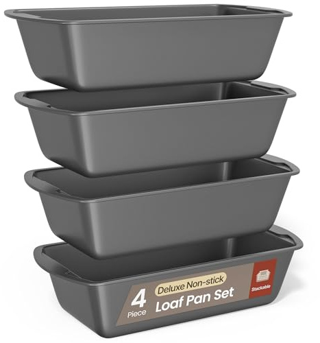 Bakken- Swiss Loaf Pan Set 4-Piece - Deluxe Nonstick Carbon Steel Bakeware for Perfect Bread and Cakes – Dishwasher Safe, Premium Pans for Home Baking