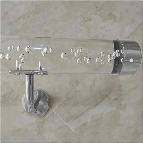 LQSYBHD Clear Acrylic Handrail for Indoor Stairs, Non-Slip Transparent Crystal Indoor Stair Handrail Complete Kit, Wall Mount Handrail with Golden Brackets(Size:3.28ft/100cm,Color:LQY-001)