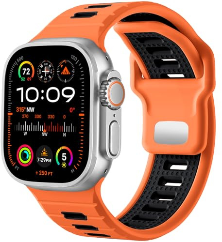 CeMiKa Correa Sport Compatible con Correas Apple Watch Ultra 3/Ultra 2/Ultra 49mm 44mm 45mm 46mm 42mm Hombres, 26mm Band de Repuesto Ajustable de Silicona para iWatch Series 11 10 9 8 7 SE 6 5 4 3 2 1