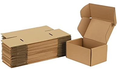 Giftgarden 20 Stück Stabile Versandkartons mit Deckel, 153x102x76 mm Karton - Kleine Faltkartons aus Wellpappe für Post-, Kurier- und Geschenkversand, Verpackungen, Mailings und Unternehmen, Braun