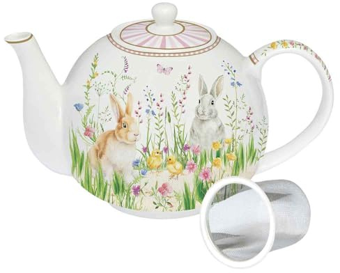 Easy Life Tetera de porcelana Easter con infusor metálico Happy Easter 1 litro