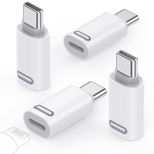 MoKo Lightning to USB C Adapter for iPhone 17 Air 16 15 Pro Max Plus, Galaxy S25 S24 S23, iPad Pro/Air, 4 Pack USB-C to Lightning Adapte for Fast Charging/Data Transfer, Not for Audio/OTG, White PD