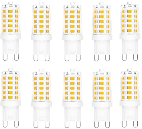 WFPOWER G9 LED Light Bulbs, Warm White 3000K, 3W Equivalent to 35W G9 Halogen Bulb, Energy Saving Bulbs for Living Room Dining Room Ceiling Light Lamp Home Lighting, 10Pcs, 120V