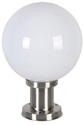 Lampada Da Esterno A Forma Di Palla Per Recinzione Da Giardino, Parco, Illuminazione A Colonna, Lampade A Colonna, Paralume In Acrilico Bianco, Apparecchio Esterno Rotondo In Metallo Cromato In Acci