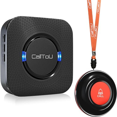 CallToU Wireless Personal Alarms for Elderly, Caregiver Pager System with Elderly Alarm Call Button, Fall Alarm for Elderly, 500FT Range Call Bell for Elderly/Seniors/Patients