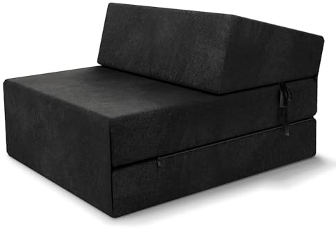 FDM Suzi - Matelas pliant - 70 x 200 cm - Mousse à froid - Hauteur 14 cm - Dureté H3 - Certifié Öko-Tex - Housse Trinity lavable - Noir