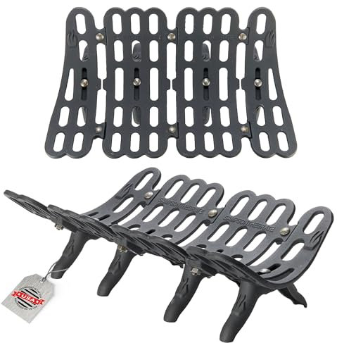 Flame Genie G500-28-BX 26 Self-Feeding Cast Iron Fireplace Grate with 2 ¾ Clearance, 26 W x 15 D X 7.5 H