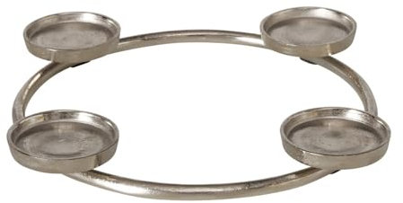 ReWu Kerzenleuchter Sinus Silber Adventskranz Rund Aluminium Kerzenständer Kerzenhalter 4 Kerzen Stumpenkerzen ohne Dorn Weihnachten Modern 40 x 40 cm