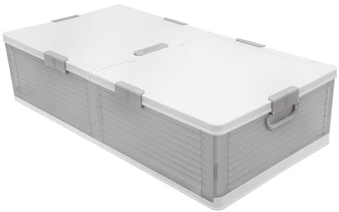 WindWilder Bettenbox mit Deckel, 101x51.5x24cm, Unterbettkommode, Aufbewahrungsbox Betten Box mit Deckel (Grau)
