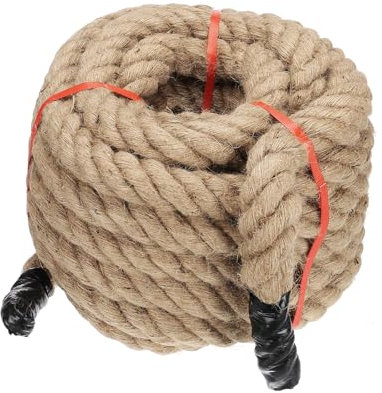 Cuerda de manila trenzada de 1.5 pulgadas x 50 pies, cordel de yute natural grueso para muelles, barandillas, agrupación de manualidades, tira y afloja y decoración, durabilidad resistente