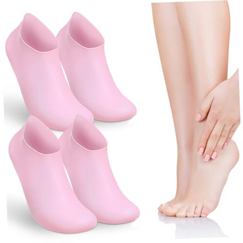 WRITWAA 2paare Feuchtigkeitsspendende Silikonsocken Für Füße Rutschfeste Gelsocken Wiederverwendbar Und Langlebig Flexibel Und Bequeme Fußpflegesocken