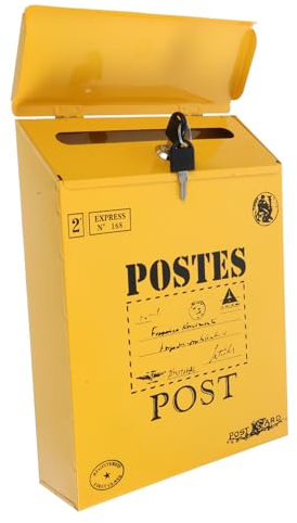Lurrose Cassetta per Cenere da Parete Cassetta Postale con Serratura Design in Ferro Retrò Porta Biglietti con Serratura per Donazioni Posta Denaro