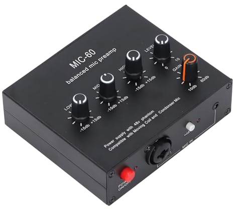 Walfront Amplificateur de Microphone de Préampli Microphone du Microphone avec des Sorties de 3,5 Mm, 6,5 Mm et Xlr pour le Micro Dynamique et le Condenseur DC5-12V