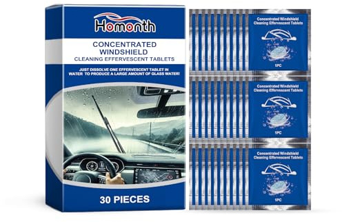THINCAN Paquete de 30 pastillas concentradas para limpiar parabrisas, antiniebla, antilluvia, pastillas de limpieza para coche