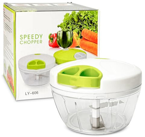Lizzy 1 x Speedy Manual Pull Food Chopper | Hand Pull String Onion Chopper & Dicer for Kitchen | Quick & Easy Vegetable & Fruit Cutter | Compact, Safe & Easy to Clean Manual Food Processor