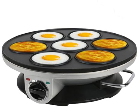 Teglia per Frittata A 7 Fori, Regolazione della Temperatura A 3 Livelli, Teglia Antiaderente per La Colazione, Padella Elettrica Multifunzione, Cottura Efficiente della Colazione (7 Holes)
