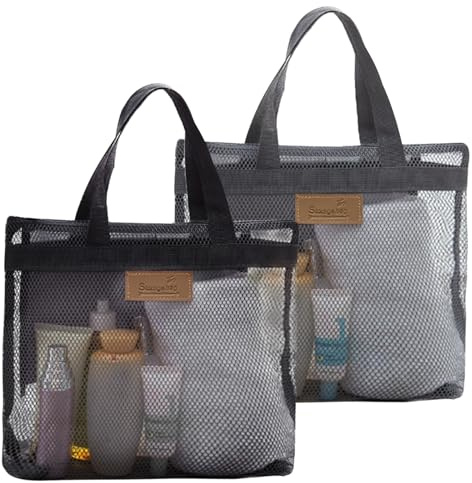 SGYKJ 2 Pcs Shower Bags, Protable Toiletry Mesh Toiletry Bag for Women Men