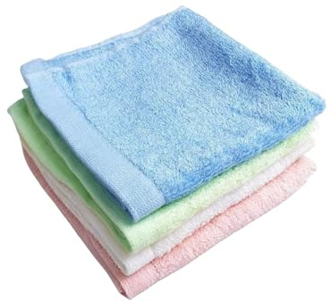 4 Pack Bamboo Face Cloths Flannels,Baby Wash Cloth,Makeup Remover Facial Cleansing Flannel,Reusable Soft Microfibre Clean Washcloths Towels Facecloths,For Kids Adults Bathroom Washcloth Towel(25*25cm)