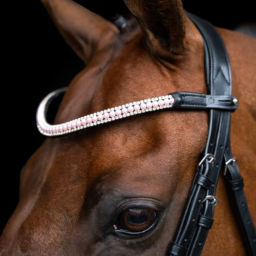Imperial Riding Cinghia Frontale IRH Beads, Fascia in Pelle con Perle di Vetro e Strass di Vetro, Chiusura Penna, Rosa Chiaro, COB