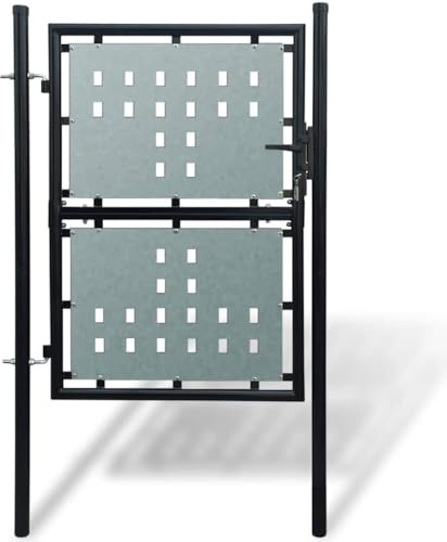 Massbinet Gartentor Doppelflügel Gartentore mit dekorativen Lochmustern Schwarz 100 x 150 cm