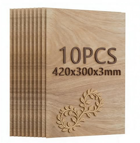 ATOMSTACK Lot de 10 plaques de bois A3 (420 x 300 mm) - En noyer noir - Gravure laser - Épaisseur : +/- 0,2 mm - Noyer noir