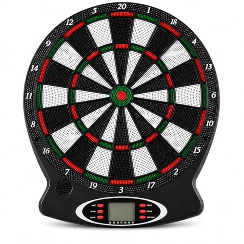 Electronic Dart Board Game 43cm with LCD Digital Scoring Display, Battery Operated Soft Tip Dartboard for Kids Adults Family Indoor Games Room Party Fun