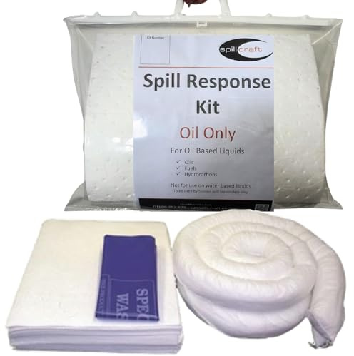 Spillcraft 20L Oil & Fuel Spill Kit Grab Bag – Portable Oil Absorbent Kit with Pads, Socks & Waste Bags – For Diesel, Petrol, Hydraulic Oil & Hydrocarbon Spill Response