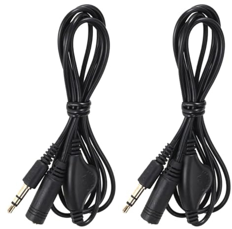 TOPBATHY 3,5 mm Audio Verlängerungskabel 2stücke Kupfer Schwarz mit Lautstärkeregler für Handy und Mp3, 2 Stück Klinkenstecker Klinkenbuchse Audio Verlängerungskabel