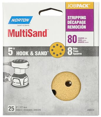 Norton 49223 Lot de 25 disques auto-agrippants P80 de 12,7 cm à 8 trous