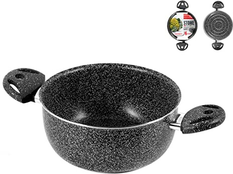 Home Casseruola Due Manici Antiaderente Stone Cm20 Pentole E Preparazione Cucina, Antracite, 20 cm