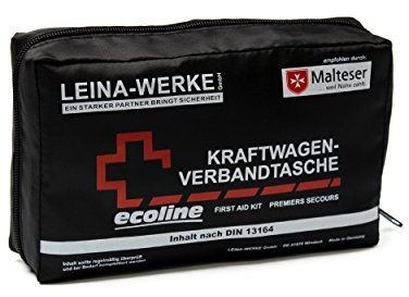 Leina-Werke 110362 KFZ-Verbandtasche Compact Ecoline mit Klett, Schwarz/Weiß/Rot