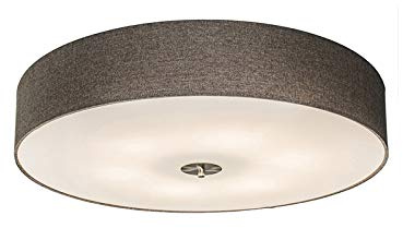 Qazqa Modern Stoff Deckenleuchte, Deckenlampe - Drum Jute - Taupe, Rund, 6-flammig, 70cm, Ideal als Flur, Schlafzimmerlampe und Wohnzimmerlampe