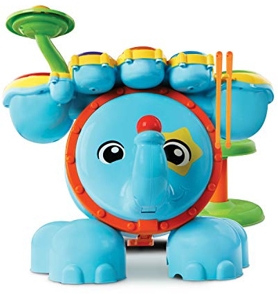 VTech - Ma Batterie Jungle Rock, Instrument de Musique Bébé, Batterie Interactive Éléphant avec Baguettes et Tabouret Enfant, Jouet d'Éveil Musical, Cadeau Enfant Dès 18 Mois - Contenu en Français