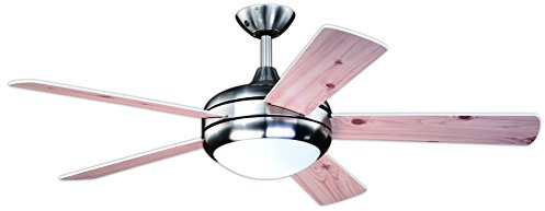 AireRyder Deckenventilator Ursa mit Beleuchtung und Fernbedienung, Gehäuse Satin Nickel, Flügelfarbe Weiß/Kiefer, 132 cm, 132 x 132 x 43 cm