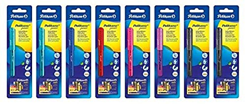 Pelikan Pelikano-Füller Junior, Feder A (für Anfänger), für Linkshänder, 6 Farben sortiert (keine Farbauswahl möglich!), 1 Stück