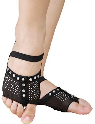 Calcifer Belly/Ballet Dance Socks Dance Toe Pad Practice Shoes Foot Thong Protection (Black, L) - 1 Pair