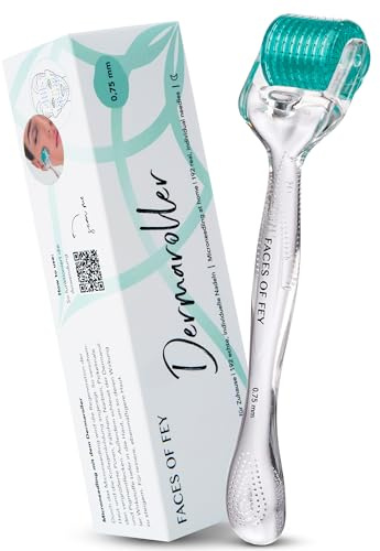 FACES OF FEY Derma Roller - 192 ECHTE NADELN- professionelles Microneedling zuhause - Nadelroller gegen Narben, Cellulite & Dehnungsstreifen - Microneedlingroller 0,75mm