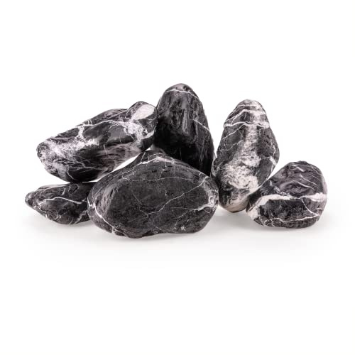 TM Aquatix Fish Tank Stones Rocks for Aquarium - Natural Decoration - Improves Water Parameters - Perfect for Caves Shelters (10kg, Dark Grey Pebbles)