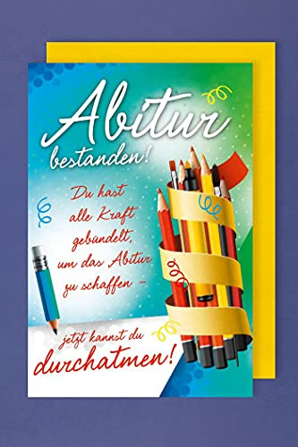 AvanCarte Abitur Prüfung Grußkarte Karte Bestanden Durchatmen 16x11cm