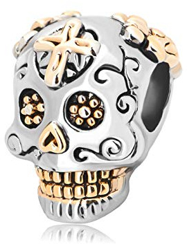 SBI Jewelry Breloque d'Halloween en forme de tête de mort pour bracelets, croix dorée, fleurs de rose, cadeau pour femmes et filles
