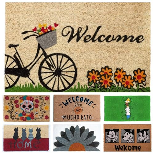 DONATELLA Felpudo Coco Dibujo con Base Antideslizante de PVC - 40x70 cm, Bici