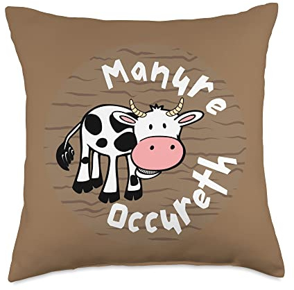 Funny Cow Manure Occureth Adult Humor Funny Saying Throw Pillow