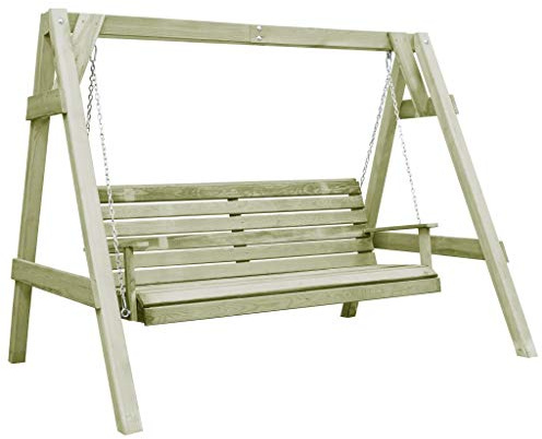 Yumeng Garten-Schaukelbank, Hollywoodschaukel, Gartenschaukel, Garten Schaukel, Outdoor Schaukel, Imprägniertes Kiefernholz 205×150×157 cm