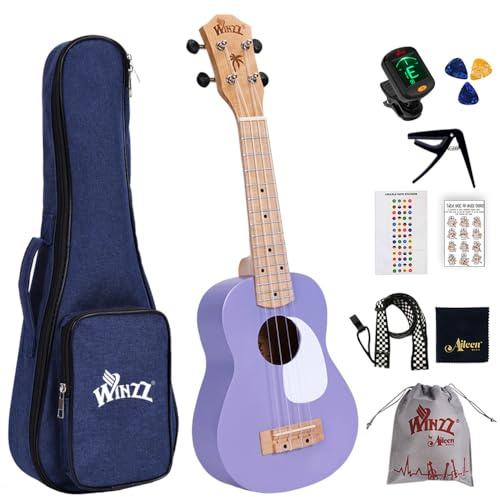 Winzz Ukulele soprano per bambini per adulti e bambini, 53 cm, colore viola