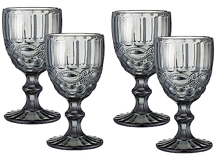 HIUHIU Vintage Copas De Vino Juego De 4, 10oz Color Copas De Vino De...